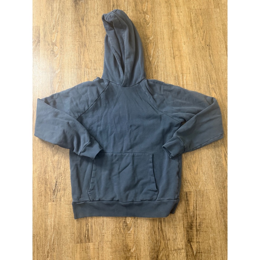 Everlane Organic Cotton Hoodie Dark Blue Slate Raglan Pullover Sweatshirt EUC